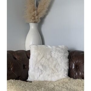 Arhaus Baby Alpaca Luxurious 20x20 Fur Pillow white elegant luxury soft leather